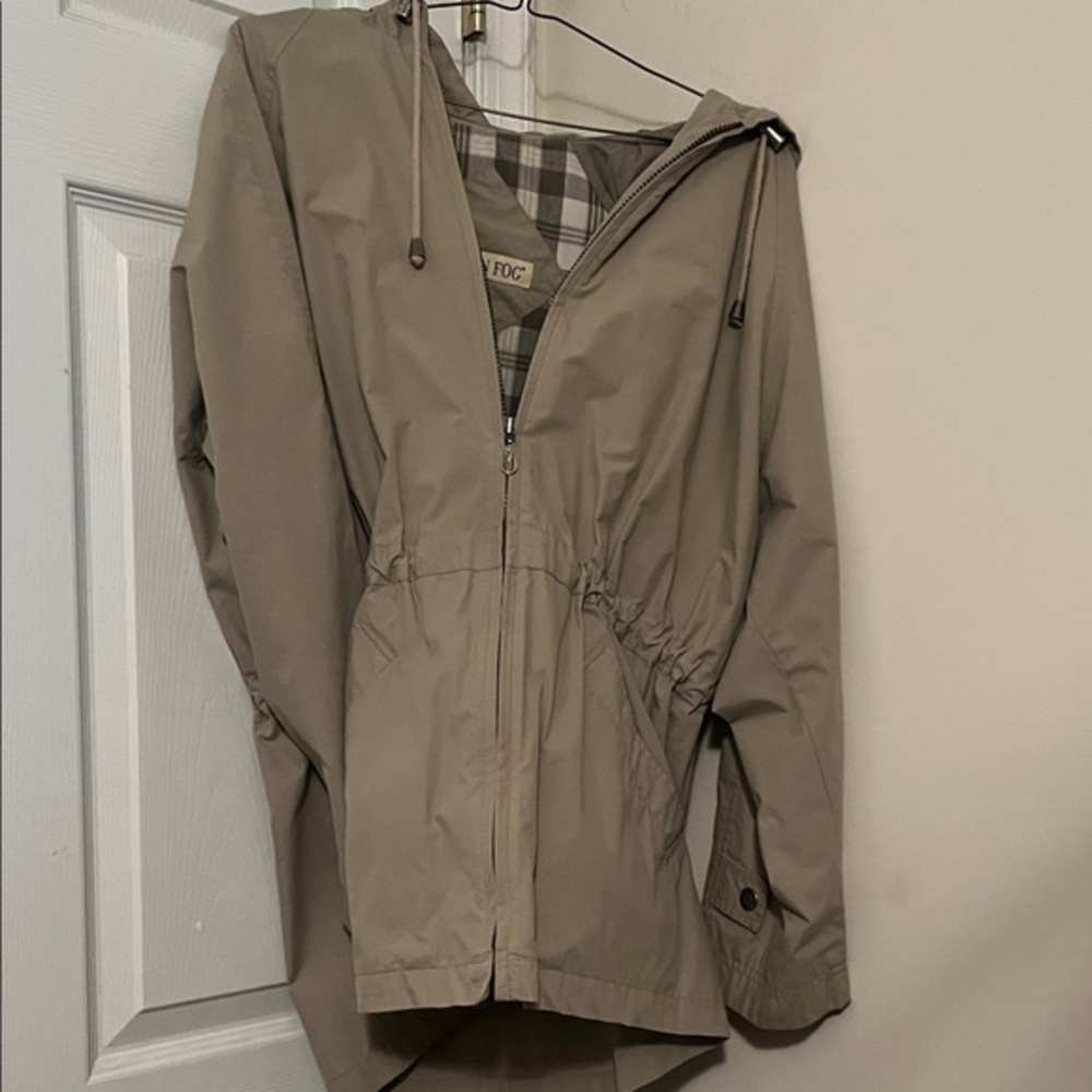 London Fog Beige Utility Jacket with Plaid Lining